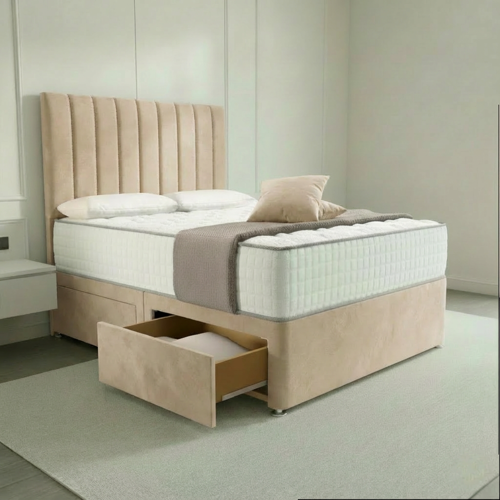 Budapest Divan Bed - Cream Plush Velvet